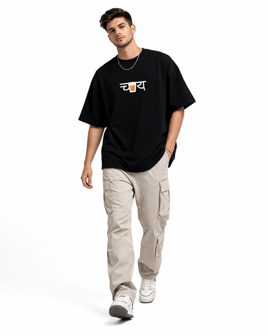 Chai Lover Graphic T-Shirt for Men & Women | Funny Hindi Quote Tee | Minimal Desi Streetwear